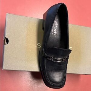 Softspots Black Leather Women’s Slip-On Loafer with Metal Bit
